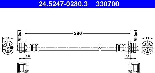 ATE 24.5247-0280.3 - Гальмівний шланг autozip.com.ua