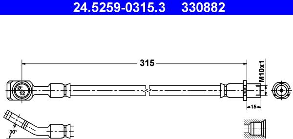 ATE 24.5259-0315.3 - Гальмівний шланг autozip.com.ua