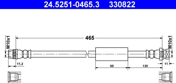 ATE 24.5251-0465.3 - Гальмівний шланг autozip.com.ua