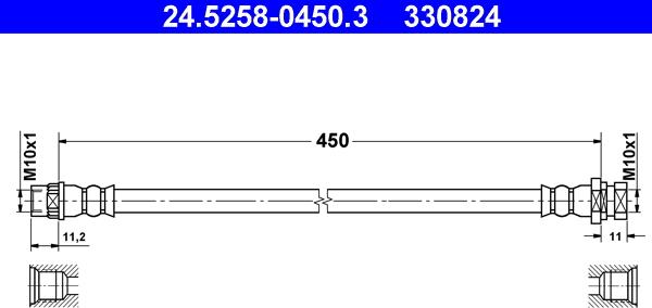 ATE 24.5258-0450.3 - Гальмівний шланг autozip.com.ua