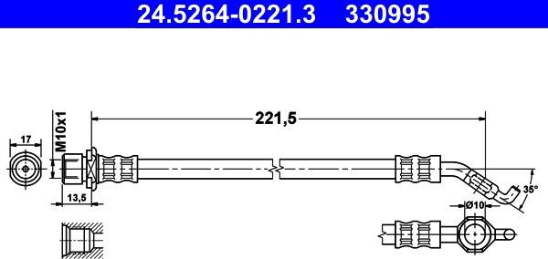 ATE 24.5264-0221.3 - Гальмівний шланг autozip.com.ua