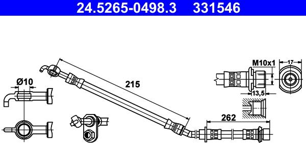 ATE 24.5265-0498.3 - Гальмівний шланг autozip.com.ua