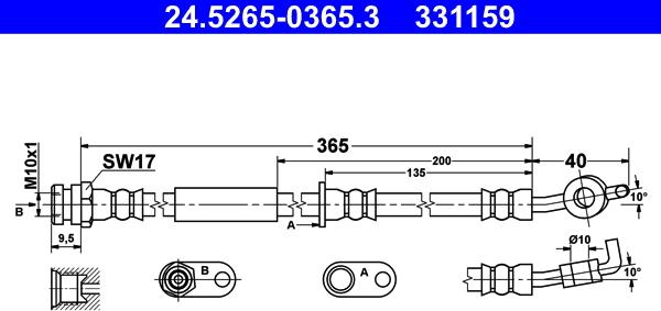 ATE 24.5265-0365.3 - Гальмівний шланг autozip.com.ua