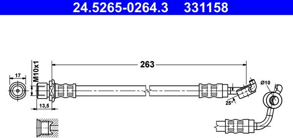 ATE 24.5265-0264.3 - Гальмівний шланг autozip.com.ua