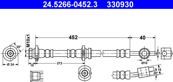 ATE 24.5266-0452.3 - Гальмівний шланг autozip.com.ua