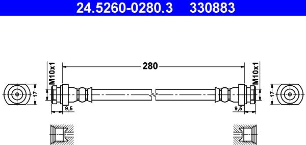 ATE 24.5260-0280.3 - Гальмівний шланг autozip.com.ua