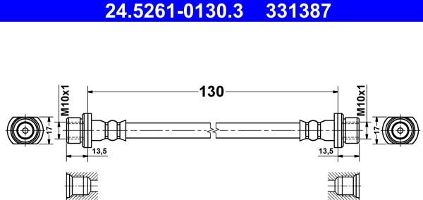 ATE 24.5261-0130.3 - Гальмівний шланг autozip.com.ua