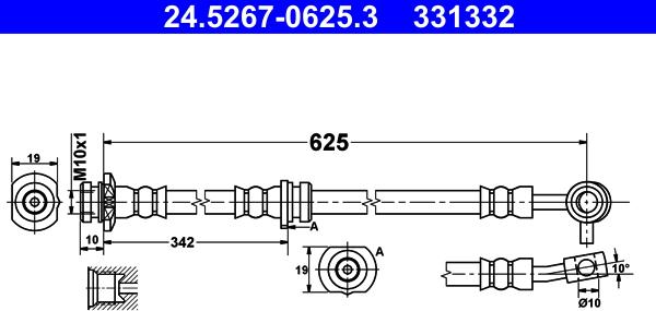 ATE 24.5267-0625.3 - Гальмівний шланг autozip.com.ua