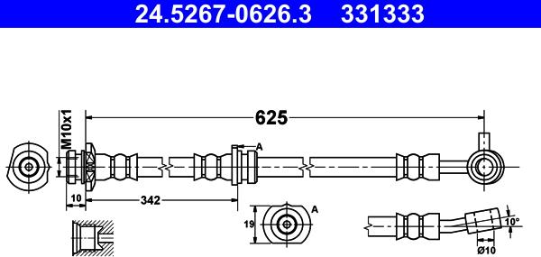 ATE 24.5267-0626.3 - Гальмівний шланг autozip.com.ua