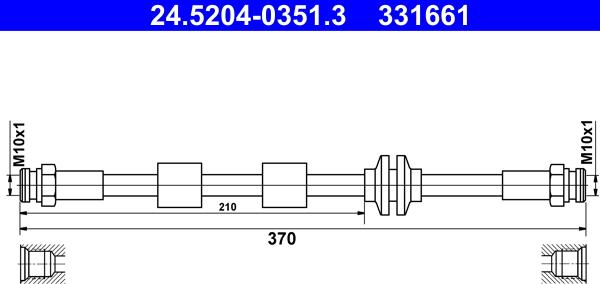 ATE 24.5204-0351.3 - Гальмівний шланг autozip.com.ua