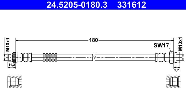 ATE 24.5205-0180.3 - Гальмівний шланг autozip.com.ua