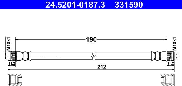 ATE 24.5201-0187.3 - Гальмівний шланг autozip.com.ua