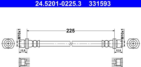 ATE 24.5201-0225.3 - Гальмівний шланг autozip.com.ua