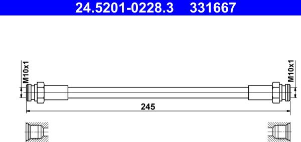 ATE 24.5201-0228.3 - Гальмівний шланг autozip.com.ua