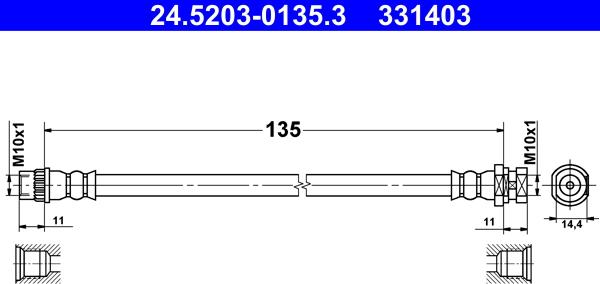 ATE 24.5203-0135.3 - Гальмівний шланг autozip.com.ua