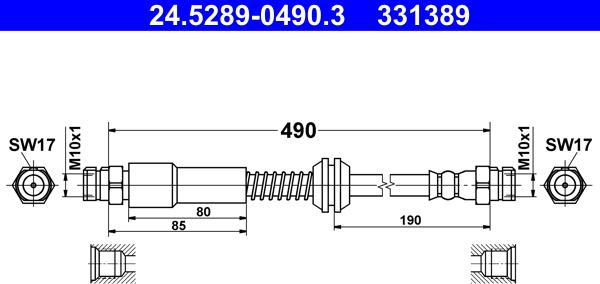 ATE 24.5289-0490.3 - Гальмівний шланг autozip.com.ua