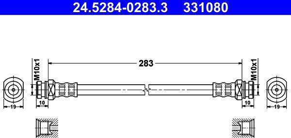 ATE 24.5284-0283.3 - Гальмівний шланг autozip.com.ua