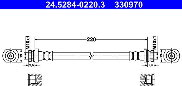 ATE 24.5284-0220.3 - Гальмівний шланг autozip.com.ua