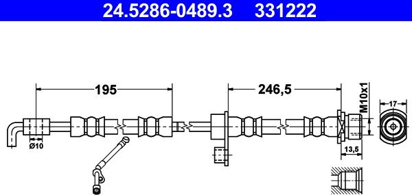 ATE 24.5286-0489.3 - Гальмівний шланг autozip.com.ua