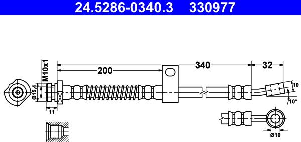 ATE 24.5286-0340.3 - Гальмівний шланг autozip.com.ua