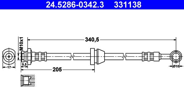 ATE 24.5286-0342.3 - Гальмівний шланг autozip.com.ua