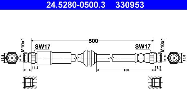 ATE 24.5280-0500.3 - Гальмівний шланг autozip.com.ua