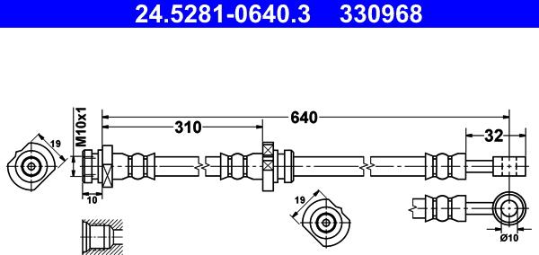 ATE 24.5281-0640.3 - Гальмівний шланг autozip.com.ua