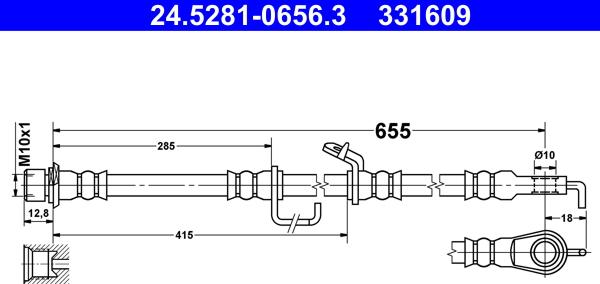 ATE 24.5281-0656.3 - Гальмівний шланг autozip.com.ua