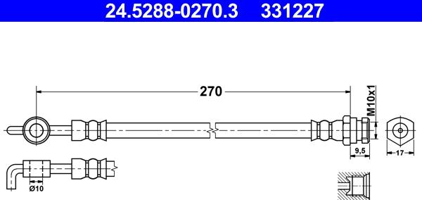 ATE 24.5288-0270.3 - Гальмівний шланг autozip.com.ua