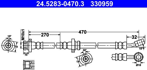 ATE 24.5283-0470.3 - Гальмівний шланг autozip.com.ua