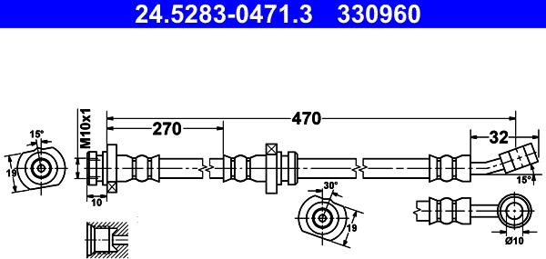 ATE 24.5283-0471.3 - Гальмівний шланг autozip.com.ua