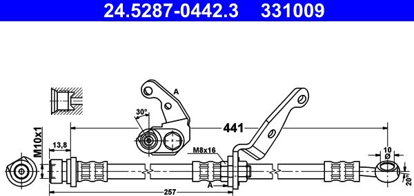 ATE 24.5287-0442.3 - Гальмівний шланг autozip.com.ua