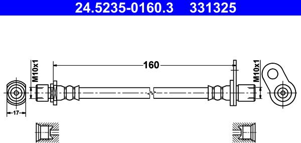 ATE 24.5235-0160.3 - Гальмівний шланг autozip.com.ua