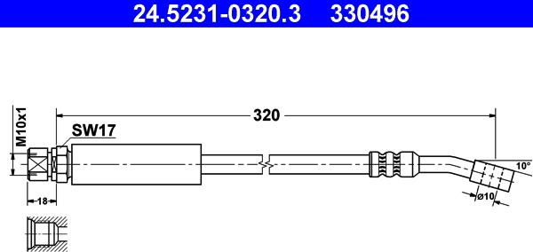 ATE 24.5231-0320.3 - Гальмівний шланг autozip.com.ua