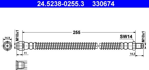 ATE 24.5238-0255.3 - Гальмівний шланг autozip.com.ua