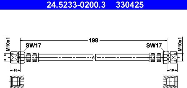 ATE 24.5233-0200.3 - Гальмівний шланг autozip.com.ua