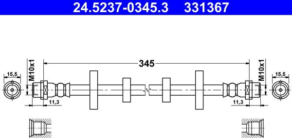 ATE 24.5237-0345.3 - Гальмівний шланг autozip.com.ua