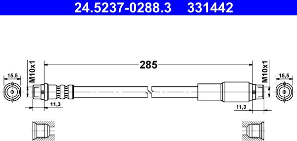 ATE 24.5237-0288.3 - Гальмівний шланг autozip.com.ua