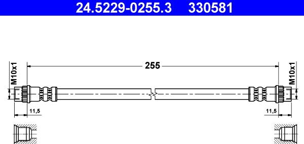 ATE 24.5229-0255.3 - Гальмівний шланг autozip.com.ua