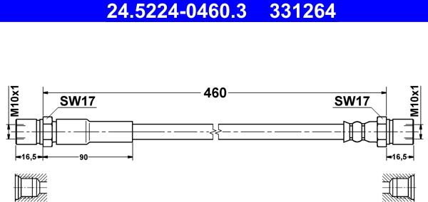 ATE 24.5224-0460.3 - Гальмівний шланг autozip.com.ua