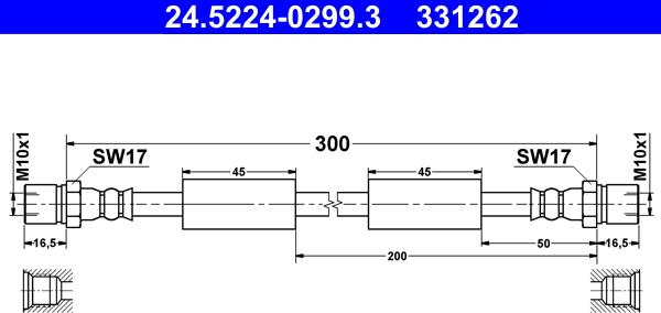 ATE 24.5224-0299.3 - Гальмівний шланг autozip.com.ua