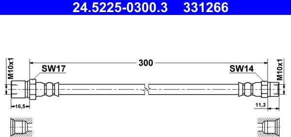 ATE 24.5225-0300.3 - Гальмівний шланг autozip.com.ua