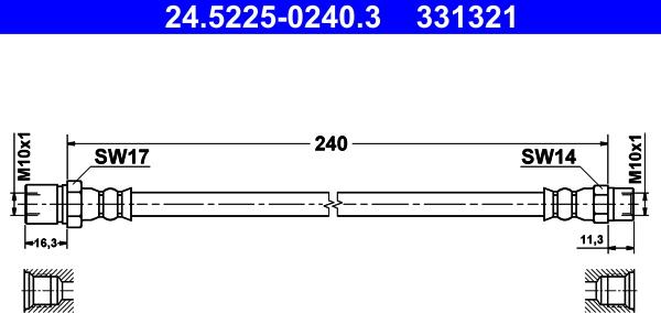 ATE 24.5225-0240.3 - Гальмівний шланг autozip.com.ua