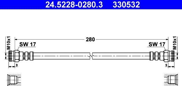 ATE 24.5228-0280.3 - Гальмівний шланг autozip.com.ua