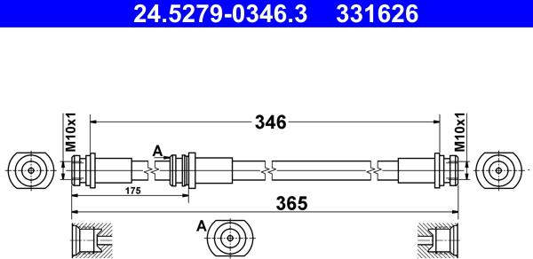 ATE 24.5279-0346.3 - Гальмівний шланг autozip.com.ua