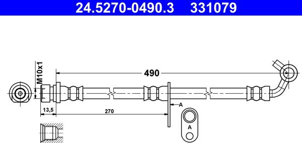 ATE 24.5270-0490.3 - Гальмівний шланг autozip.com.ua