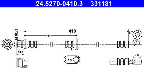 ATE 24.5270-0410.3 - Гальмівний шланг autozip.com.ua