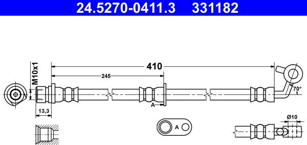 ATE 24.5270-0411.3 - Гальмівний шланг autozip.com.ua