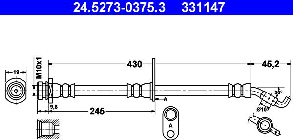 ATE 24.5273-0375.3 - Гальмівний шланг autozip.com.ua