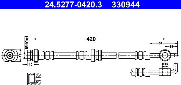 ATE 24.5277-0420.3 - Гальмівний шланг autozip.com.ua